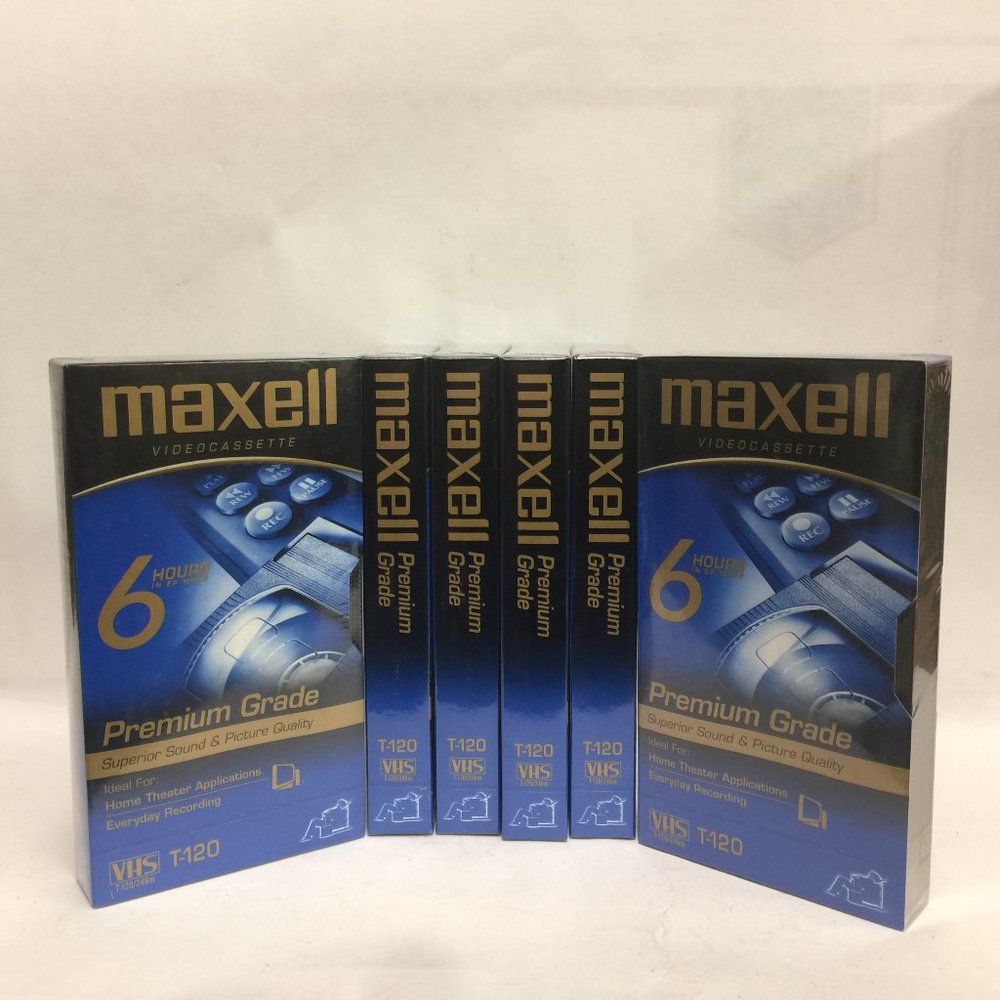 6 Maxell Videocassette Premium Grade VHS Tapes